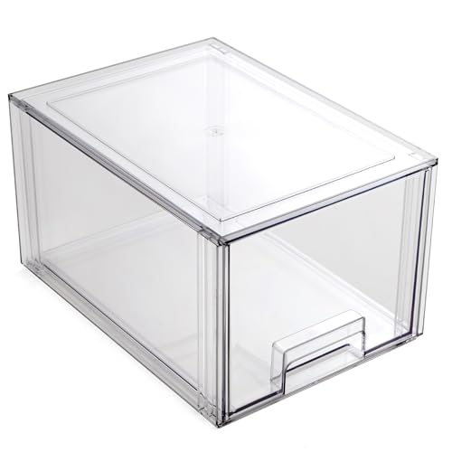BINO | Stackable Storage Drawers, Tall Small - Clear | THE CRATE COLLECTION | Storage Bins With Drawers Bathroom Organizers and Storage Organization and Storage Under Sink Organizer Vanity Cabinet - size: Tall Small