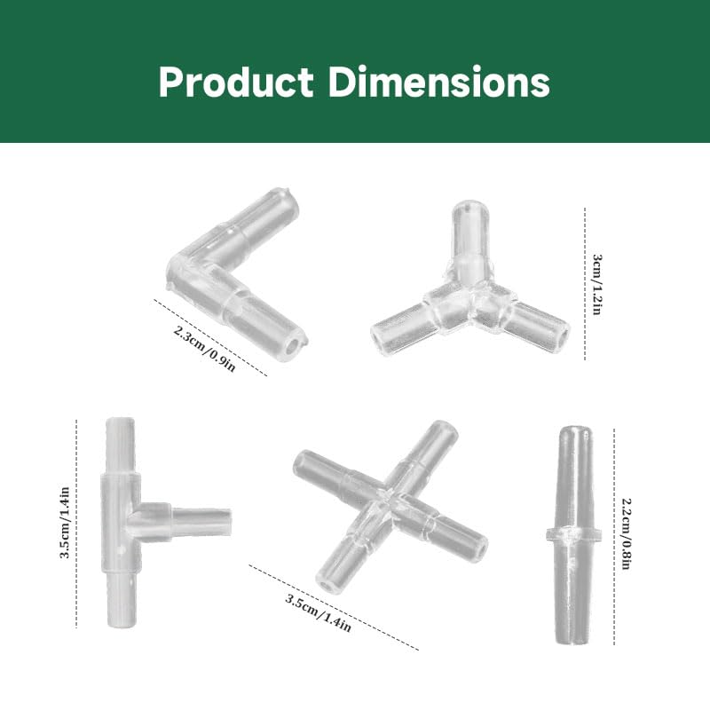 Transparent 20 Piece Aquarium Air Pipe Joint Set with Three-way Direct Connection Sealing to Prevent Leakage Suitable for Aquarium Air Valve, Air Pipe Diversion, and Aquarium Air Circuit Connection