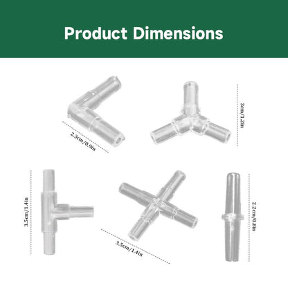 Transparent 20 Piece Aquarium Air Pipe Joint Set with Three-way Direct Connection Sealing to Prevent Leakage Suitable for Aquarium Air Valve, Air Pipe Diversion, and Aquarium Air Circuit Connection