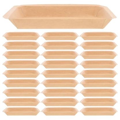 50 Pack Crawfish Trays Paper Plates Disposable Food Tray Serving Plates, Khaki Heavy Duty Oval Platters Set 8 Inch for Party Supplies Seafood Shrimp BBQ Dinner Platos Bulk