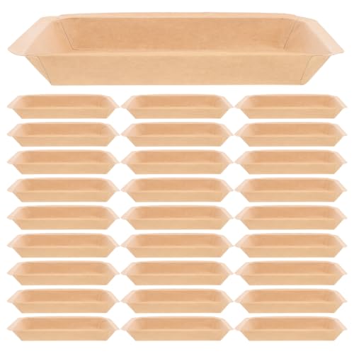 50 Pack Crawfish Trays Paper Plates Disposable Food Tray Serving Plates, Khaki Heavy Duty Oval Platters Set 8 Inch for Party Supplies Seafood Shrimp BBQ Dinner Platos Bulk
