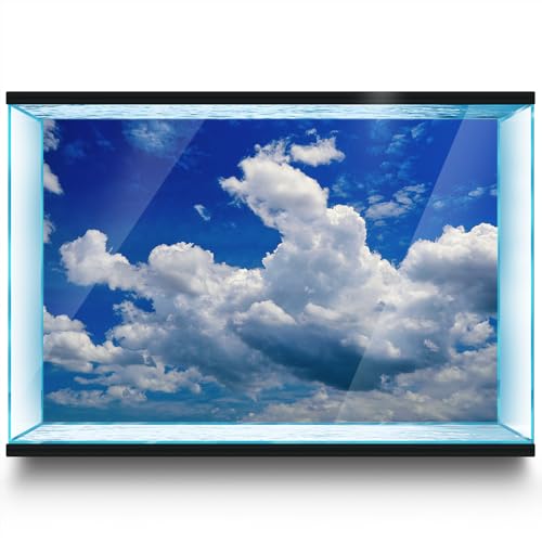 Aquarium Background Stickers - Sky Cloud Blue White - Fish Tank Reptile Terrarium Decor Poster (45 x 30 cm / (17.7 x 11.8 inches)) - size: 45 x 30 cm / (17.7 x 11.8 inches)