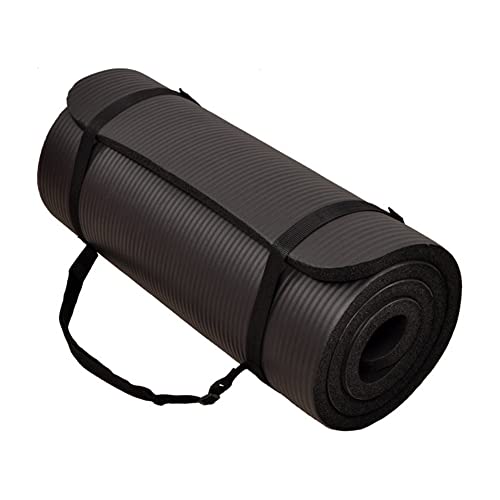 BalanceFrom Yoga Mat, 1-Inch Extra Thick High Density Exercise Mat, Anti-Tear Exercise Yoga Mat with Carrying Strap, Suitable for Various Yoga Exercises, Multiple Colors - color: Black