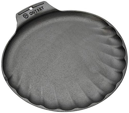 Outset 76378 Scallop Cast Iron Grill and Serving Pan , Black - color: Black, size: 12" Scallop Pan
