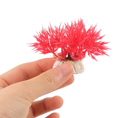 Beaupretty 20Pcs Decorative Fake Aquarium Plants Fish Tank Grass Artificial Plastic Aquatic Decor for Fish Tanks and Aquariums with Green and Crimson Grass Clumps and Lifelike Desktop