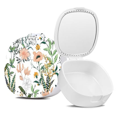 Retainer Case with Mirror & Ventilation - Night Guard & Orthodontic Aligner Case, White Flower Design - color: White Flower