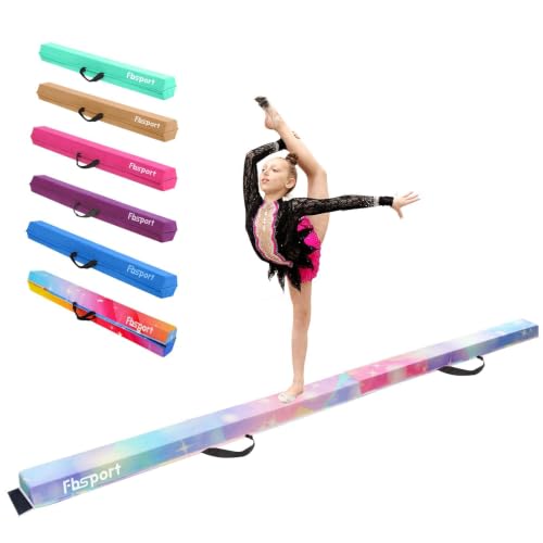 FBSPORT 8ft/9ft/9.5ft Balance Beam Folding Gymnastics Beam Foam Balance Floor Beam Equipment for Kids Adults, Suede Cover Anti Slip Base with Carry Bag for Home School Gym Training - color: Pink Green, size: 8ft*6in*2.5in(240*15*6cm)