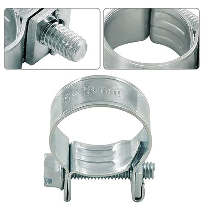 12pcs Gas Line Clamp(16-18mm), Zinc Plated Mini Fuel Hose Clamp Adjustable Tube Clamp for Pipe Fuel Line - size: 16-18mm