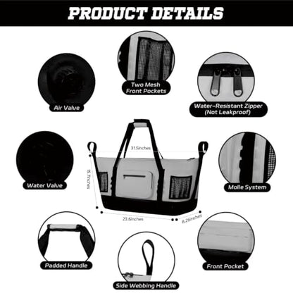 Insulated Fish Cooler Kill Bag with Flat Bottom-26x18 31x14 40x16 50x18 60x20 70x25 Inches Waterproof Fishing tackle Kill Cooler Bag - color: CreamGrey-31x14x8