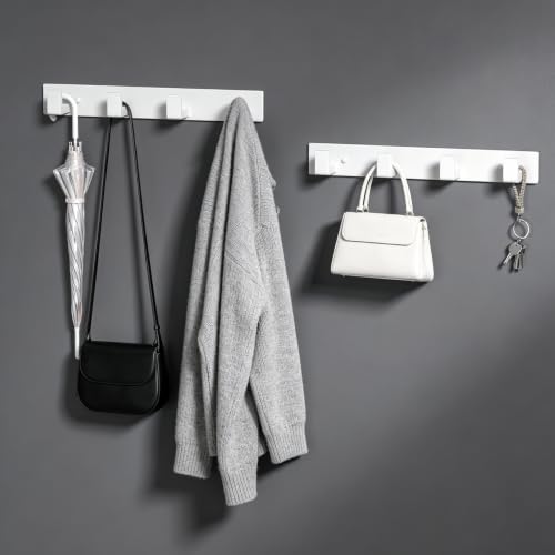 PMMASTO Stainless Steel Wall Coat Rack, White- 4 Hooks, 1 Pack, L Shape - color: White, size: 4 "L" Hooks, 1PACK