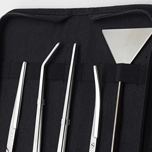 Toddmomy 5pc Set Aquarium Stainless Steel Scissor Tweezer Scraper Plant Maintenance Tools for Freshwater Saltwater Tanks