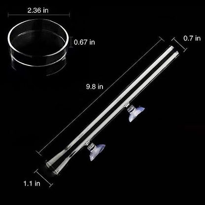 2in1 Shrimp Feeding Tube and Dish, Clear Crystal Glass Shrimp Feeder Tube Tray for Fish Tank Aquarium Shrimp (10in Feeding Tube + 60mm Dish)