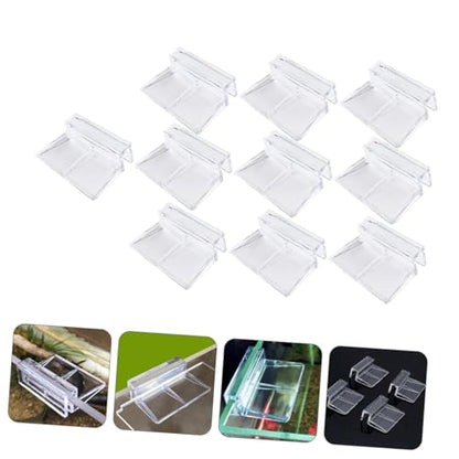 Mikikit 10pcs Aquarium Bracket Clips for Glass Tanks Durable Support Holders for Fish Tank Lids Easy Installation for Home and Shop Use