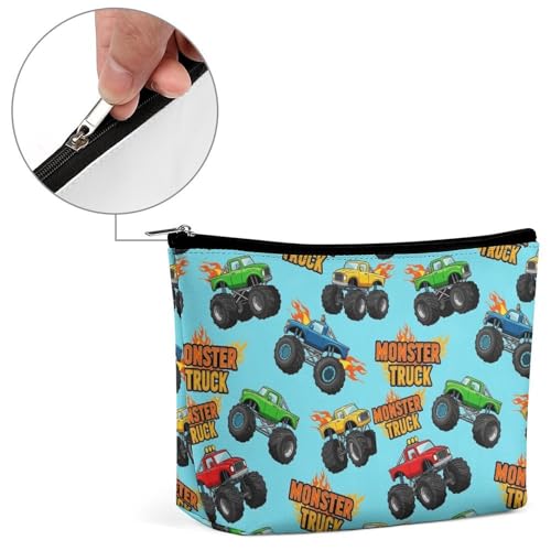 Supdreamc Women GirlGirls Make Up Bag Pouch for Toiletry Jewelry Trip, Large Capacity Travel Makeup Train Case Multipurpose Clutch Bag Waterproof Carry On Bag (Monster Truck Cartoon) - color: Pattern 438