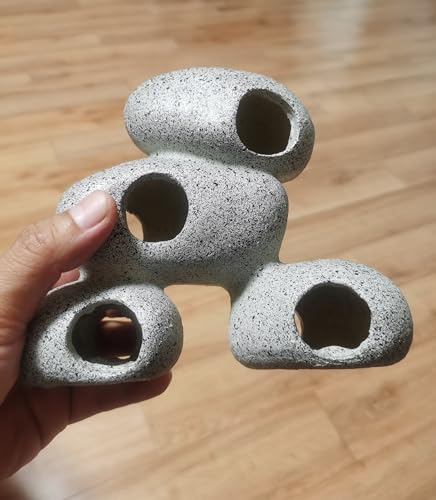 Aquarium Rock Decorations Resin Cichlids Rock with Artificial Moss Betta cave Betta Fish Tank Accessories Fish hides for Aquarium (Rock Cave)