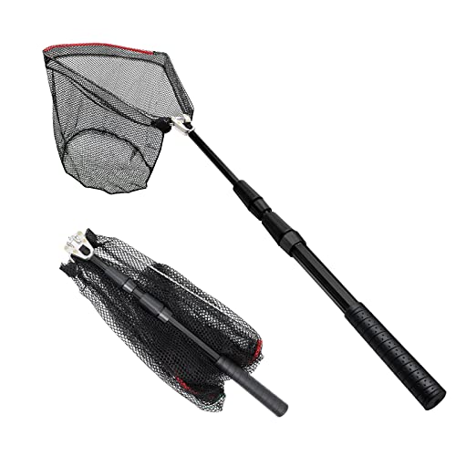SAN LIKE Fishing Net Fish Landing Net Collapsible Fish Net with Anti-Slip Telescoping Rubber Pole Handle for Kids Adults in Saltwater Freshwater Multi-Size Extending to 37/42/43/51/69/71/89/98inch - color: Aluminum pole,length 31" to 51"