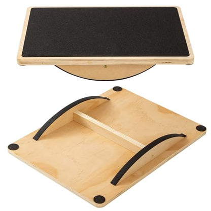 Wooden Rocker Balance Board for Adults Anti-Slip 350LBS Balance Trainer for Standing Desk, Physical Therapy & Core Strength – Durable Wooden Rocker Board for Office & Rehab - size: 180 degrees
