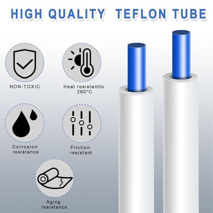16.4ft(5M) PTFE Teflon Tube Kit,ID 2.5mm OD 4mm for 1.75mm Filament, Fits Direct Drive Extruder 3D Printer, With Tubing Cutter,4-M6 & 4-M10 Pneumatic Fittings, for Bambu lab AMS/K1/Prusa MMU3 - color: White