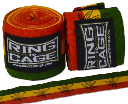 Ring to Cage Handwraps Mexican Style Stretchable- Patterned 180" Long - 23 Color Patterns - color: Rastafarian 3-Tone