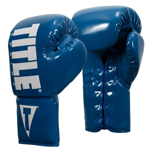TITLE Boxing Inferno Intensity Lace Training Gloves - MMA, Kickboxing, Punching Bag, Sparring - 14, 16, 18oz - color: Blue/White, size: 16 oz