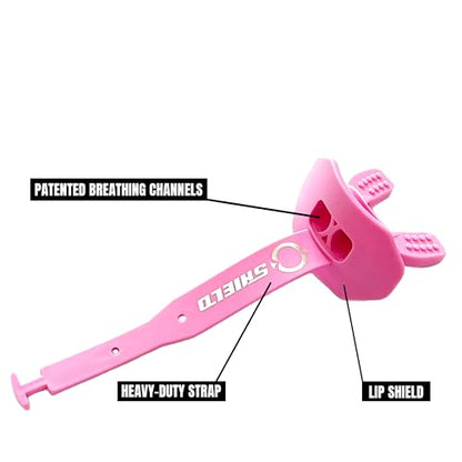 O Shield Striker Football Lip Guard with Permanent Strap - color: Pink