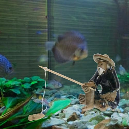 DOITOOL 2 Pcs Mini Fisherman Figurine Ceramic Mudmen Statue for Bonsai Figurines Accessories Asian Zen Aquarium Decor Micro Landscape Fairy Garden Ornament Fish Tank Fishing Miniature