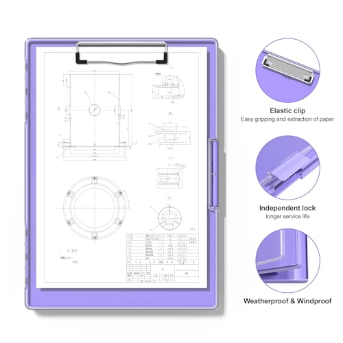 Hongri Clipboard with Storage, Purple 8.5 x 11 Clip Board, Dual Compartmen - color: Light Purple