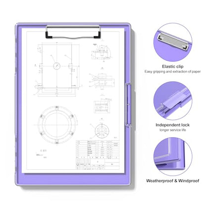 Hongri Clipboard with Storage, Purple 8.5 x 11 Clip Board, Dual Compartmen - color: Light Purple