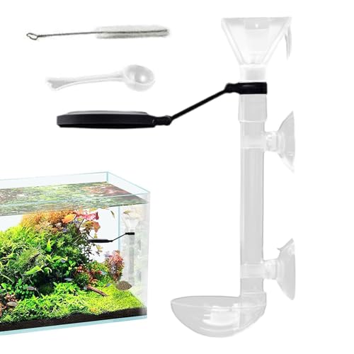 Fish Food Feeder - Aquarium Pipe with Directional Telescopic Tube, Clear Suction Cup Dispenser, Adjustable Target Feeding Tool, Spill Control Design | Vacation Solution for Shrimp Turtle Home Pond