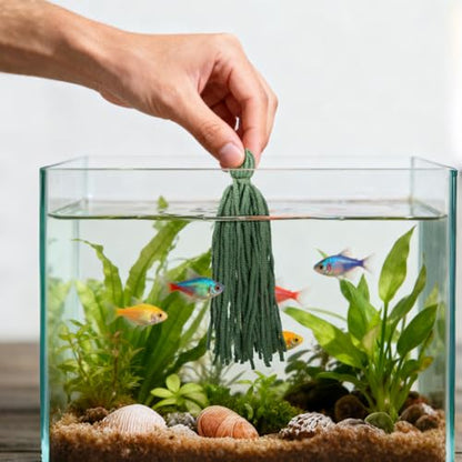 SOIMISS 10 Pcs Spawning Mops for Fish Breeding, Floating Egg Laying Mop with Floats, Soft Yarn Aquarium Hideout for Fry Protection Medaka Shrimp - color: Olive Green