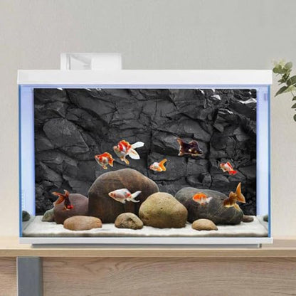 AWERT 36x24 inches Stone Aquarium Background Black Rock Fish Tank Background Rocky Terrarium Background Vinyl - size: 36x24in/90x60cm