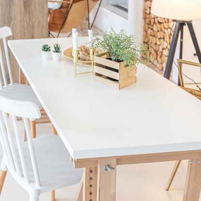 45x20 inch White Table Top Universal, Solid One-Piece Desktop, Reversible Melamine Countertop, Double Desks, L-Desk DIY