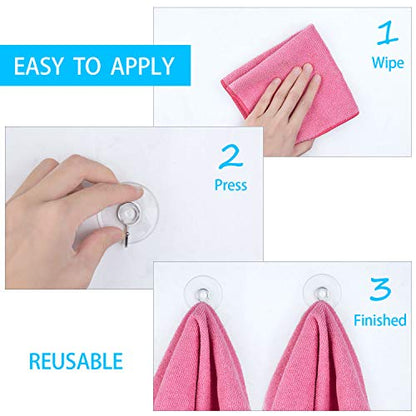 40 Packs Suction Cup Hooks, 1.77 Inches Universal Clear PVC Suction Cups for Shower Removable Window Suction Cups with Hooks for Kitchen Bathroom, Wall, Glass