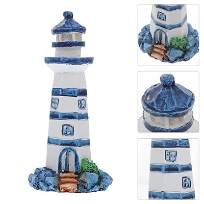 Beavorty Aquarium Lighthouse Miniature Mini Lighthouse Ornament Nautical Decoration Micro Landscape for Fish Tank Decor Ocean Sea Beach Party Blue