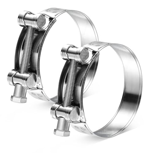 AKIHISA T-Bolt Hose Clamp,64-67mm OD Range 304 Stainless Steel Pipe Strap Clamp, Adjustable Heavy Duty Tube Clamp (2Pack, 2.52" to 2.64") - size: 64-67mm 2pack