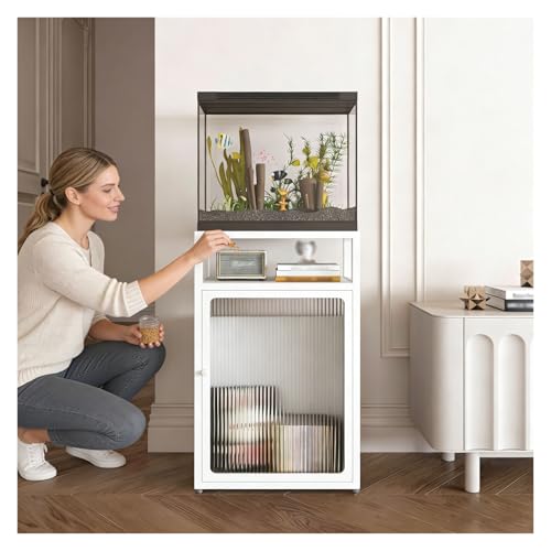 JYHHCYS Aquarium Stand with Adjustable Feet, Non-Slip Fish Tank Holder for Tile, Wood, Carpet & Concrete, Uneven Floors, No Shaking Reptile Tank Stand with Metal Frame(White,400x300mm) - color: White, size: 400x300mm
