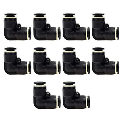 Beduan Push to Connect Fitting Elbow, 1/4" Tube OD x 1/4“ Tube OD Pneumatic 90 Degree Elbow Adapter Push Lock Fitting (Pack of 10 ） - size: 1/4 "