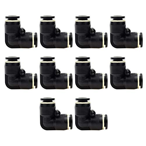 Beduan Push to Connect Fitting Elbow, 1/4" Tube OD x 1/4“ Tube OD Pneumatic 90 Degree Elbow Adapter Push Lock Fitting (Pack of 10 ） - size: 1/4 "