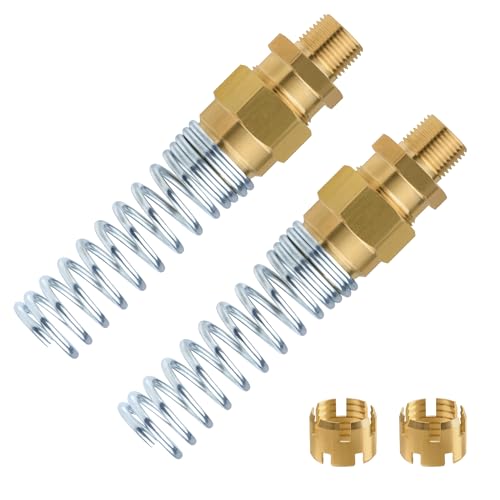 Brass DOT Air Brake Hose End Fitting, Dazakoot 3/8” Hose x 3/8” Male Connector with Spring Guard, 2 Pack Air Brake Hoses Fitting with 2 Pack Fitting Sleeve Tube - size: 3/8" Hose X 3/8" Male, style: 4PCS KIT