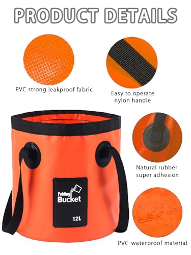Collapsible Bucket with Handle, Lightweight 5 Gallon 20L Folding Water Container, Portable Wash Basin for Camping, Fishing, Gardening, Car Washing, and Outdoor Use