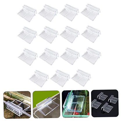 WOONEKY 15pcs Aquarium Stand Acrylic Clips Fish Tank Cover Holder Betta Aquarium Tank Brackets Easy Installation - size: 5.5X4X1.8CM