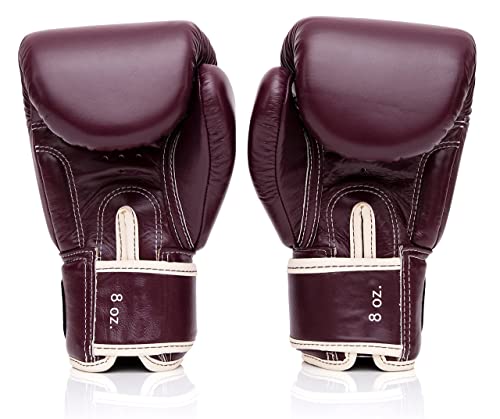 Fairtex BGV16 Compact Boxing Gloves, Leather Muay Thai MMA Kickboxing Gear - color: Maroon, size: 16 oz