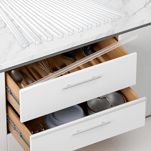 Cabinet Protector Edge Guard (Pack of 12), 24" Clear PVC Cabinet Edge Protectors for 3/4" Thick Kitchen Cabinets Doors – Slip-On No-Tool Sliding Installation - size: 24 Inches