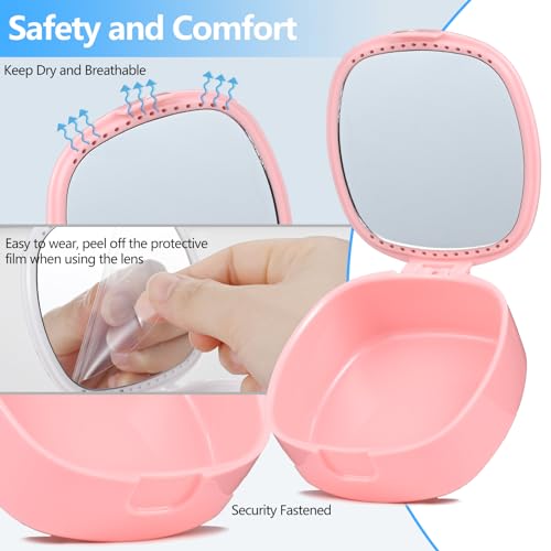 Retainer Case With Mirror and Ventilation Holes - Mouth Guard, Denture, Orthodontic Aligner, Night Guard - Pink - color: Pink