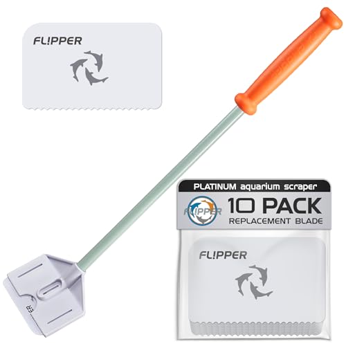Flipper Platinum Aquarium Hand Scraper Tool – Glass and Acrylic Fish Tank Cleaner – Aquarium Glass Cleaner - Aquarium Glass Scraper with Serrated Blade 18"