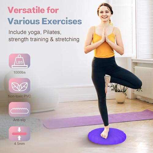 kisnbld Wobble Cushion, Balance Disc with Pump, Core & Posture Training - color: 2Purple