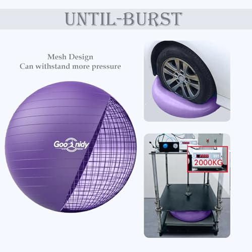 Soft Exercise Ball, Yoga Pregnancy Ball Chair, Pilates Equipment with Pump - color: Purple, size: L(23-26inch/58-65cm)