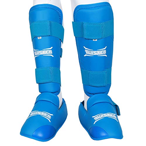 Muay Thai, Boxing, Kickboxing,Karate, Taekwondo,MMA Shin & Instep Padded Guards, Shin in Steps, Shin Guards - color: Blue, size: Large