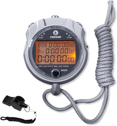 Stopwatch Timer, Digital Stop Watch with 0.01second & 0.001second Timing, Metal 10/100/400 Laps Memory, Rolilink Large dispaly Alarm Clock for Coach Sports Running Marathon - color: 400 Lap-backlight-metal