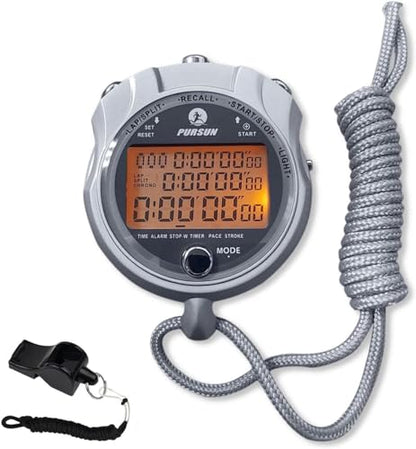 Stopwatch Timer, Digital Stop Watch with 0.01second & 0.001second Timing, Metal 10/100/400 Laps Memory, Rolilink Large dispaly Alarm Clock for Coach Sports Running Marathon - color: 400 Lap-backlight-metal